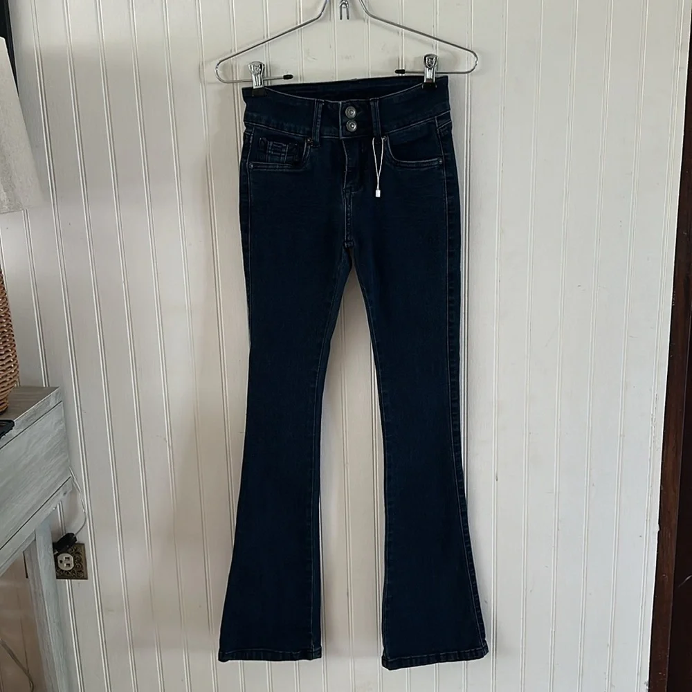 Funky Soul High-Rise Double-Button Flare Jeans Size: 1 Junior